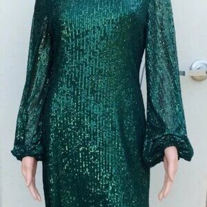 Premium Amour Forrest Green Sequins Party Bodycon Mini Dress Various Sizes NWT